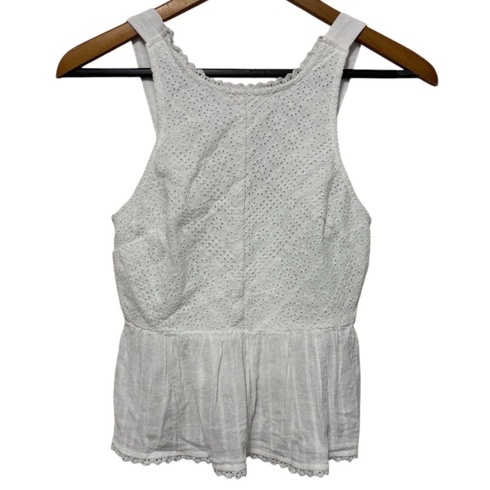 American Eagle White Eyelet Sleeveless Cami Tank Top Womens XXS Coquette Cottage